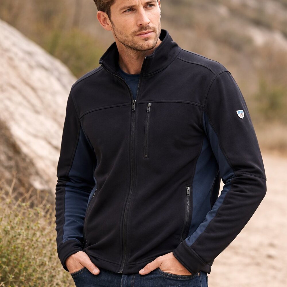 KÜHL Men's Softshell Full-Zip Jacket - Navy Blue/Black - Size L